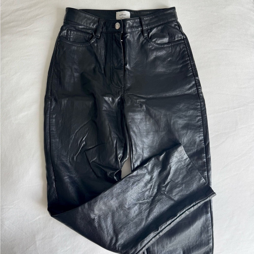 Aritzia Straight Leg Leather Pants